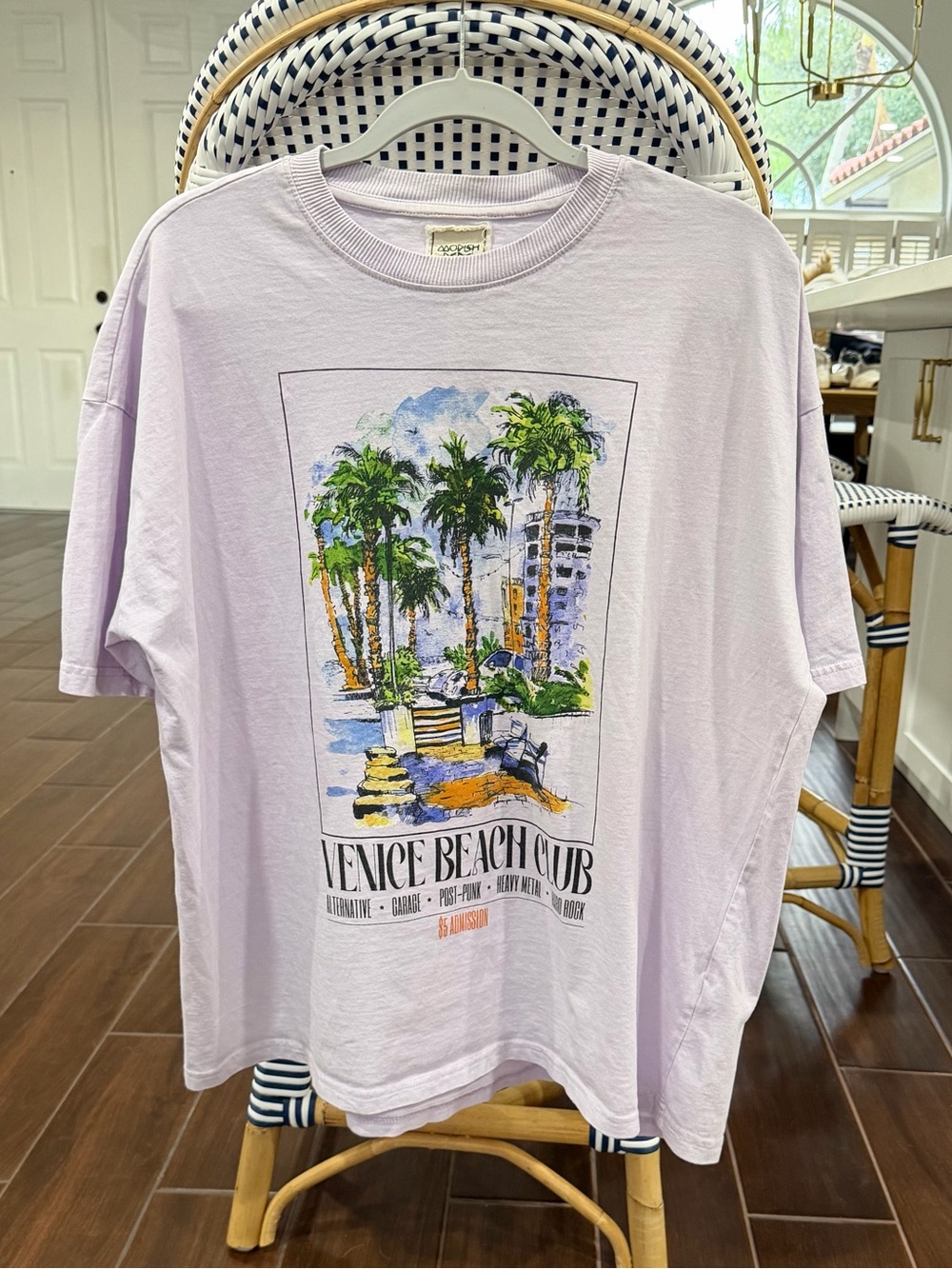 BUCKLE Modish Rebel Venice Beach Club Oversized Graphic T-Shirt Purple Medium